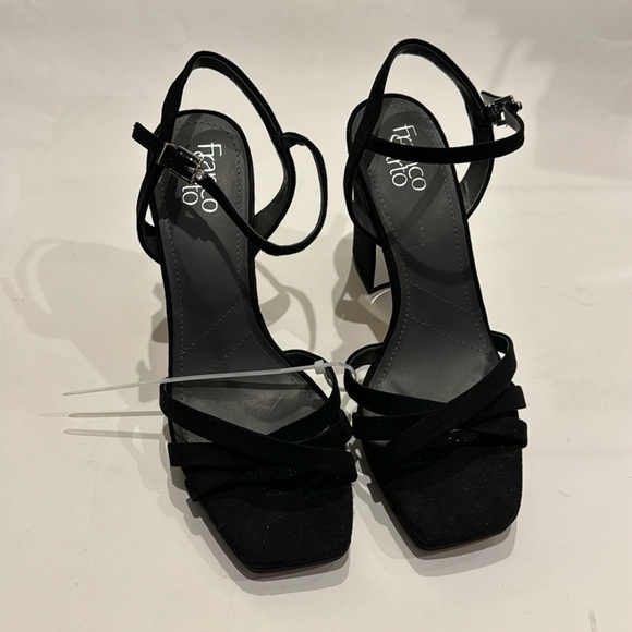 Franco Sarto NWT Damaris Faux Leather Black Heeled Sandals no box - Picture 3 of 8